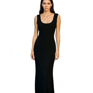 Banana Republic maxi simple chic minimalist column black U Neck dress. Sz 6